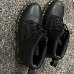 Dr. Martens 939 Ben Boot Black Combat Boots with Yellow Stitching